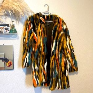 Psychedelic multi-color fur jacket